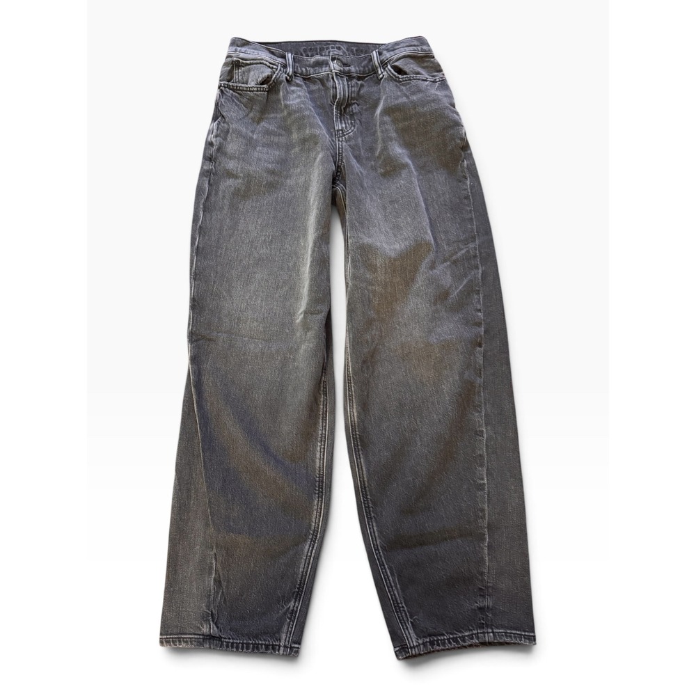 American Eagle Strigid Barrel Leg Jeans Washed Black Denim Size 2 Regular
